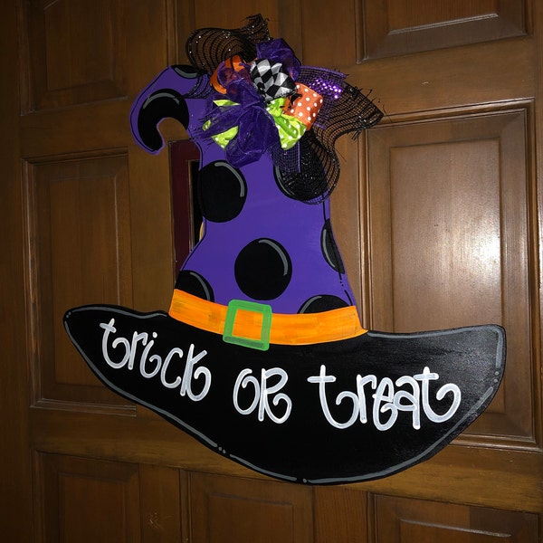 Witch Hat Door Hanger | Fall Door Hanger | Halloween Door Hanger | Fall ...