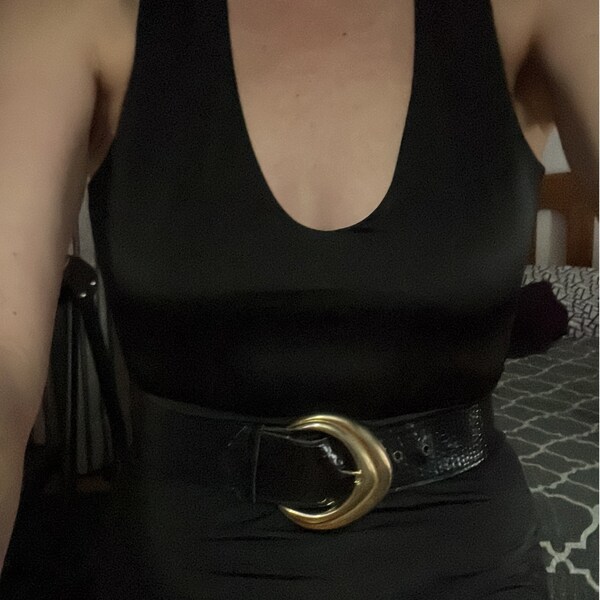 Vegan Leather Belt With Ring And Suede Tassels - Black main image 1