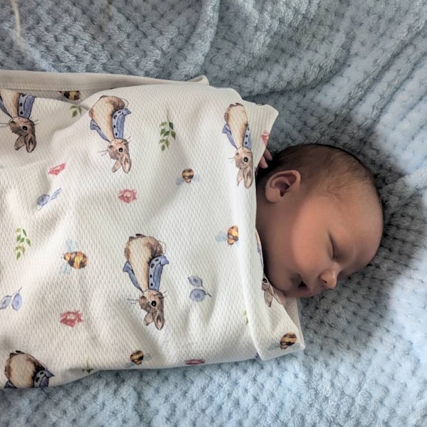 Peter Rabbit Baby Blanket and Hat Newborn Set, Cotton Hat and Blanket ...