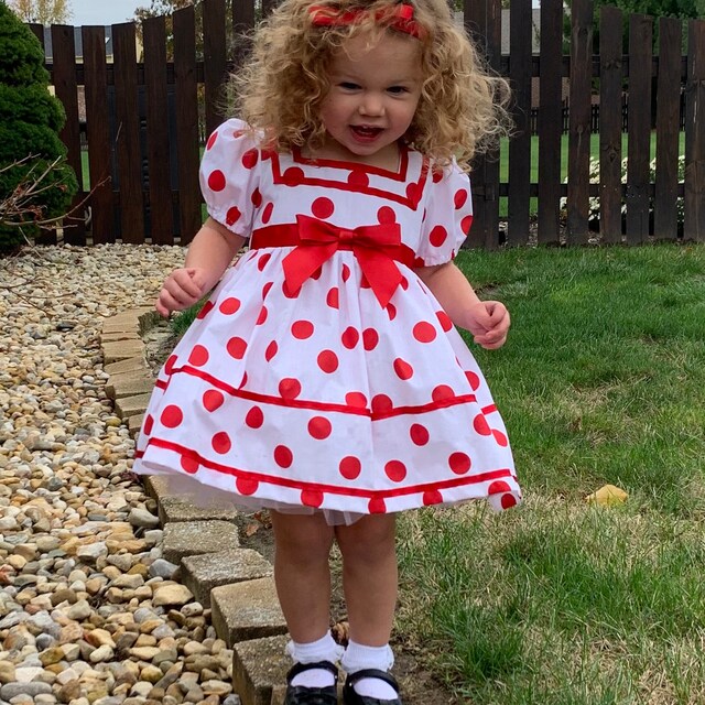 Shirley temple red polka top dot dress