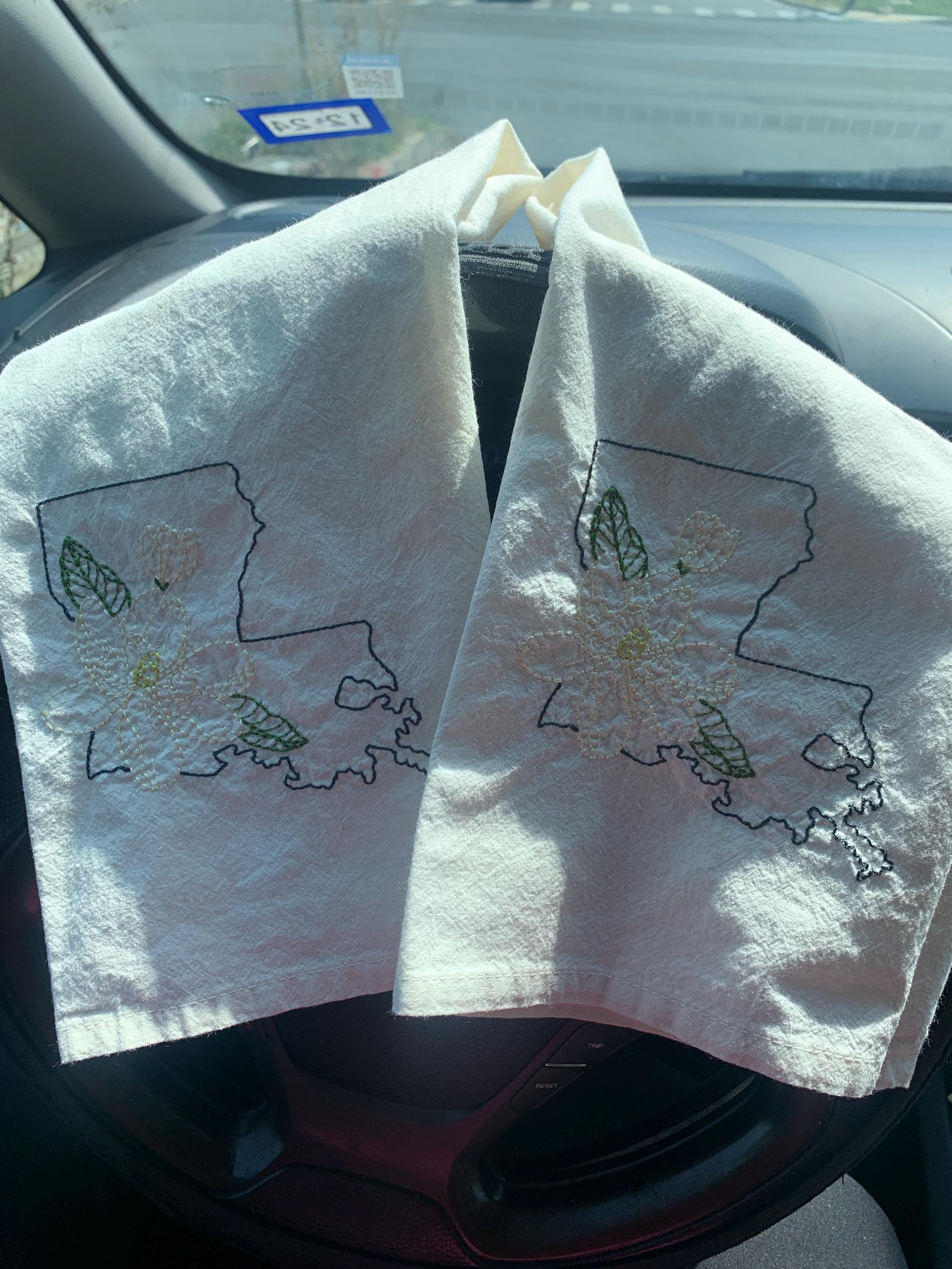 Embroidered State flower Kitchen towel- chose your state