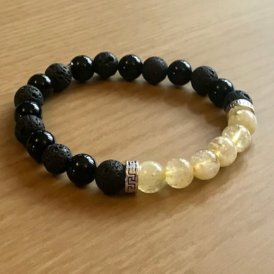 6/8/10mm Genuine Natural Yellow Citrine Quartz Crystal Round Beads Bracelet 7.5