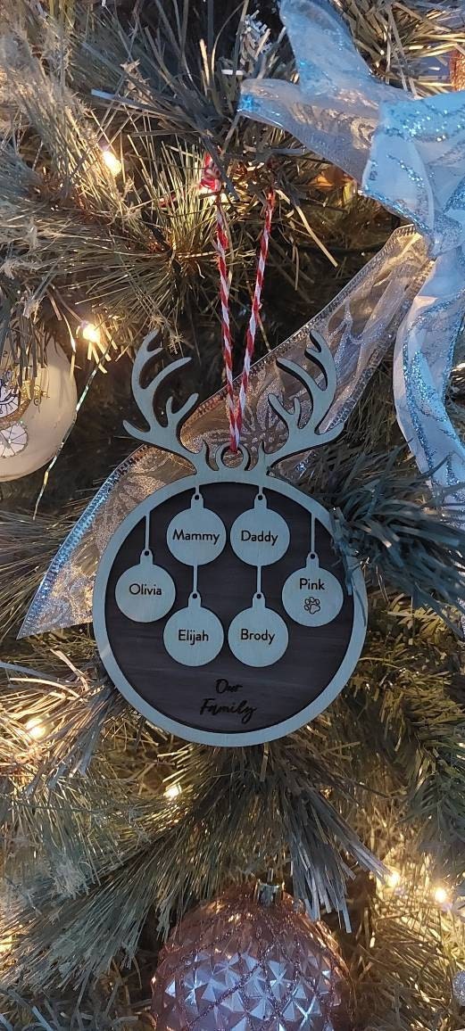 Personalised Family Christmas Ornament, Hanging Stockings, Custom, Family Gift Decor, First Family Christmas Decoration, Names, 2021 2022