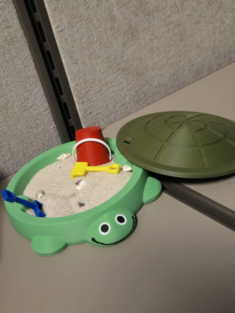 Mini Turtle Sandbox with Sand & Mini Tools - Sensory Zen Garden, 90s Nostalgia, 90s Toys, Office Decor, 4.5&quot; Small Size