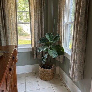 Leinen-Vorhänge 2er-Set Mit Glyzinien-Blume – 63,5 X 183 Cm | Landhausstil Mit Doppelstangentasche
