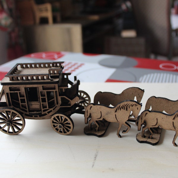 Wild West Stagecoach Laser Cut FILES 1:56 Scale SVG XCS Dxf for ...