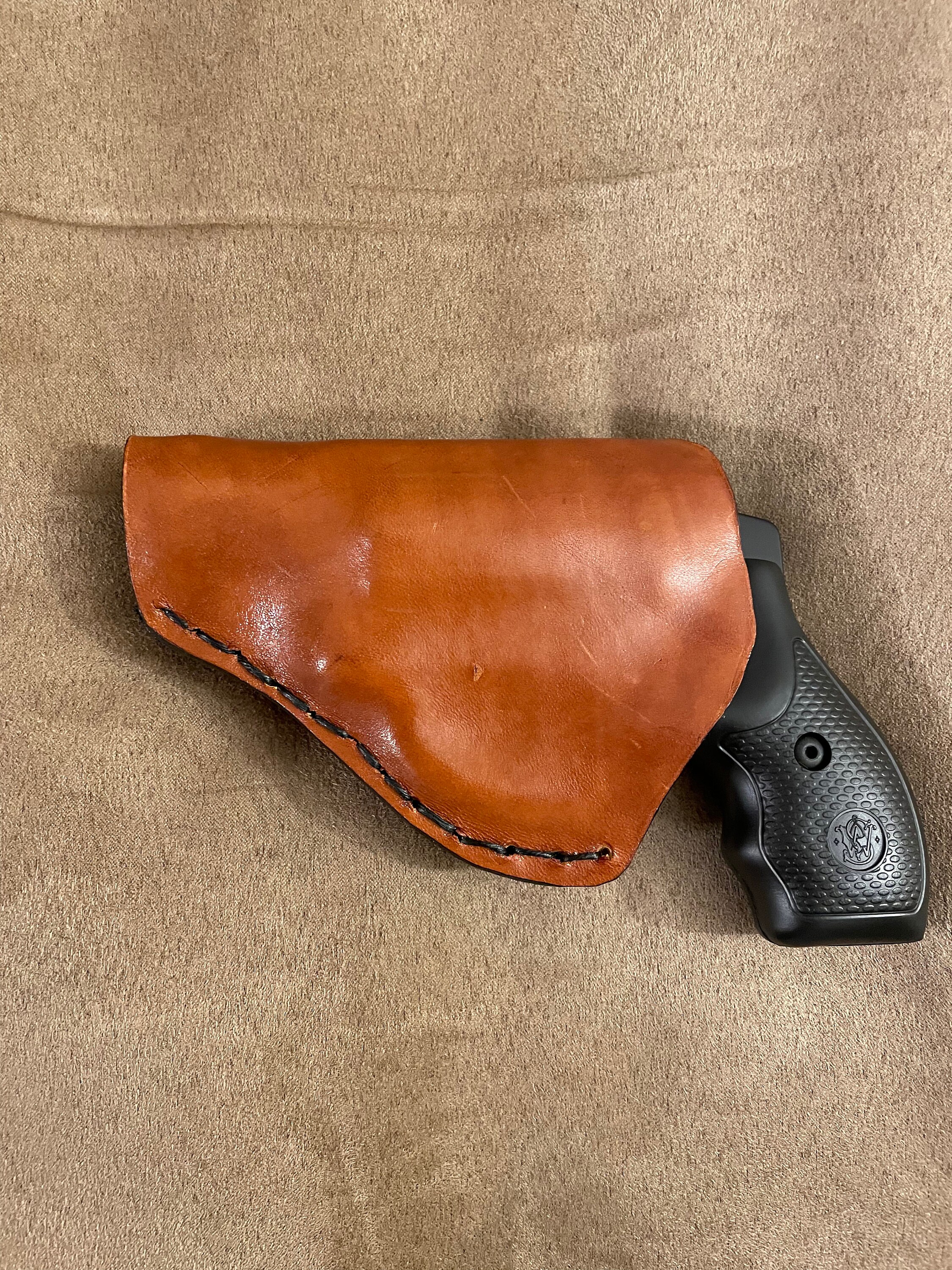 Smith & Wesson Leather Holster, J Frame Brown Concealed or Open Carry with Belt Clip, Right or Left Handed