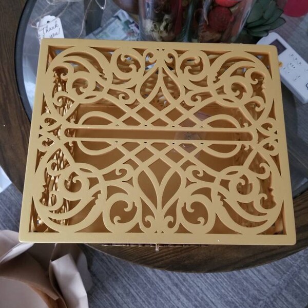 Gold Wedding Card Box With Slot Lock Wedding Money Box Rustic Card Box ...