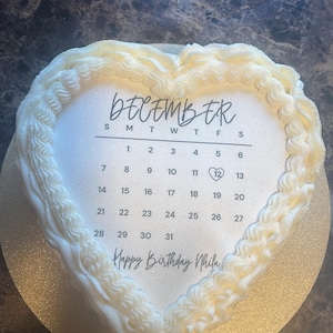 Burn Away Cake Topper Calendar Template, 7.5" Custom Heart Cake Topper, 2024 Calendar Printable, Birthday Cake Topper, Instant Download