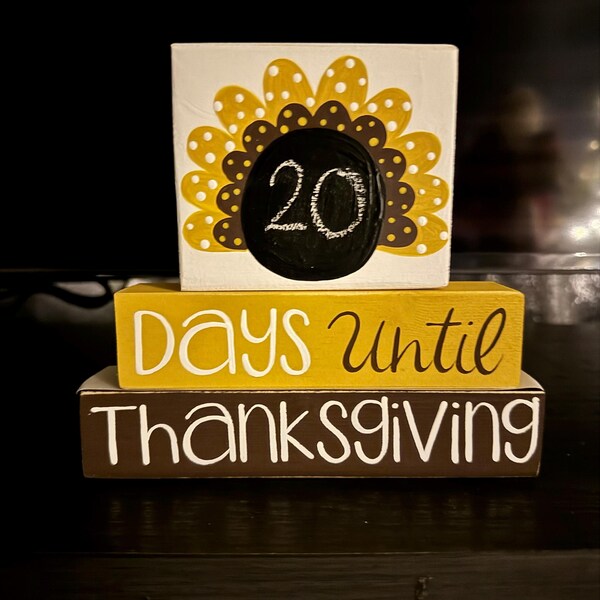 Thanksgiving Countdown Chalkboard Woodenblock Shelf Sitter Stack - Etsy