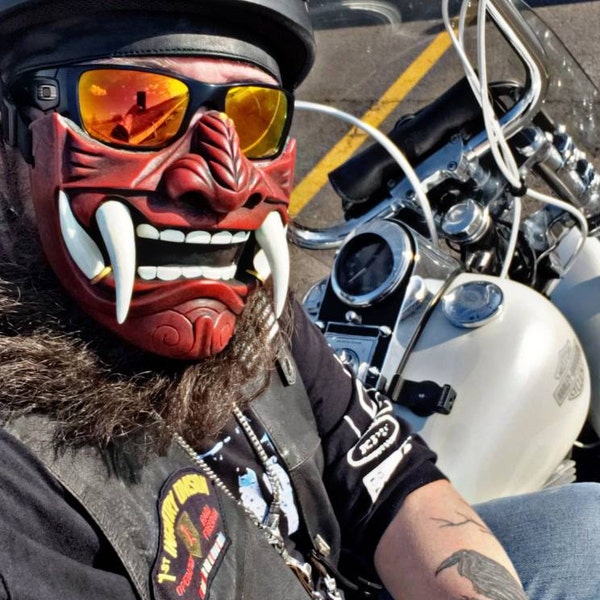 Half Face Assassin Ronin Samurai Mask, Cool Baddass Demon Oni Mempo ...