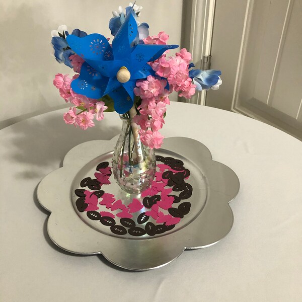 130 Pcs Gender Reveal Confetti - Touchdowns Or Tutus Football Theme Boy Girl Party Decor