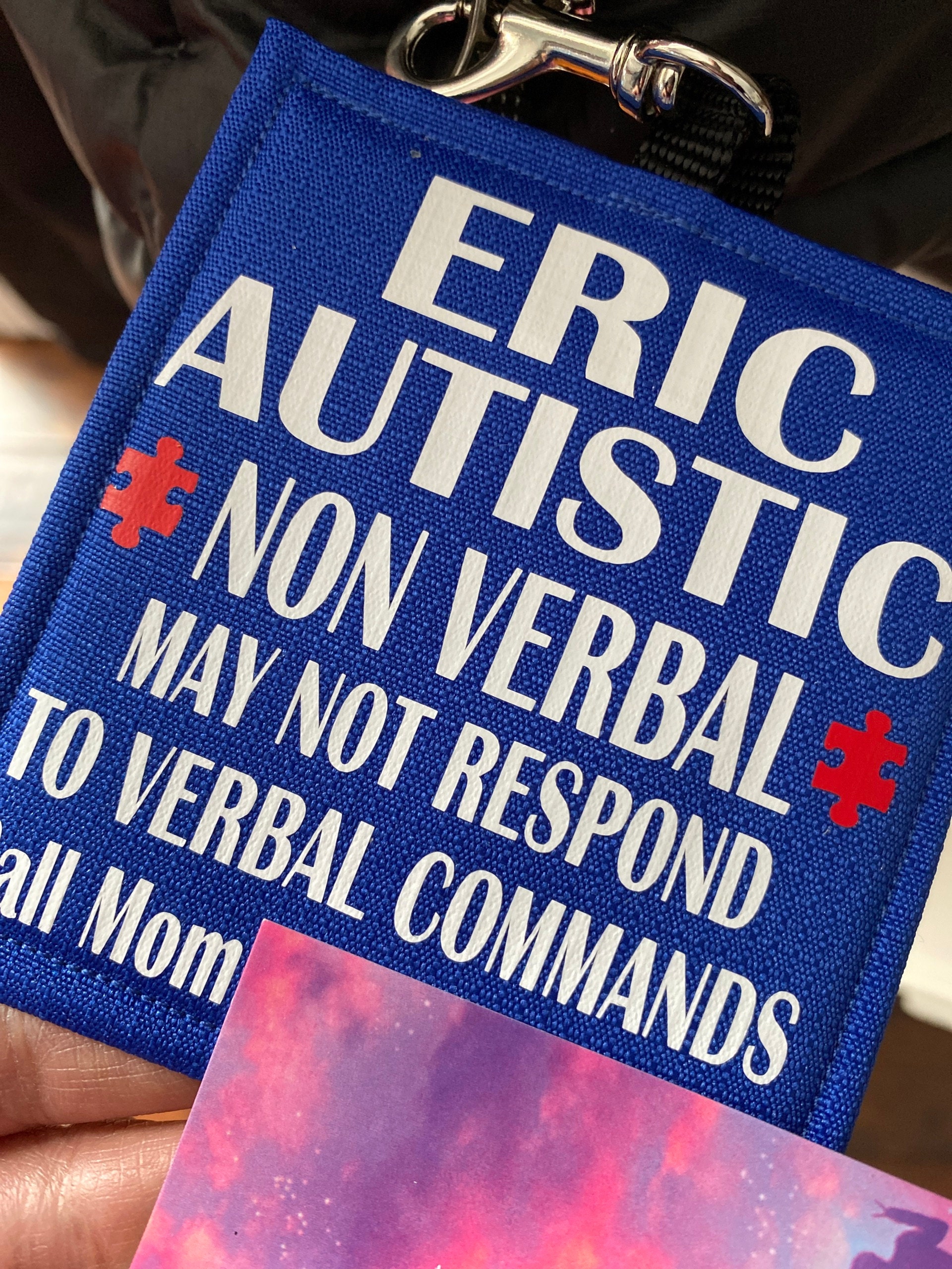 Autism Alert Hang Tag, Personalized Medical Alert Hanging Patches