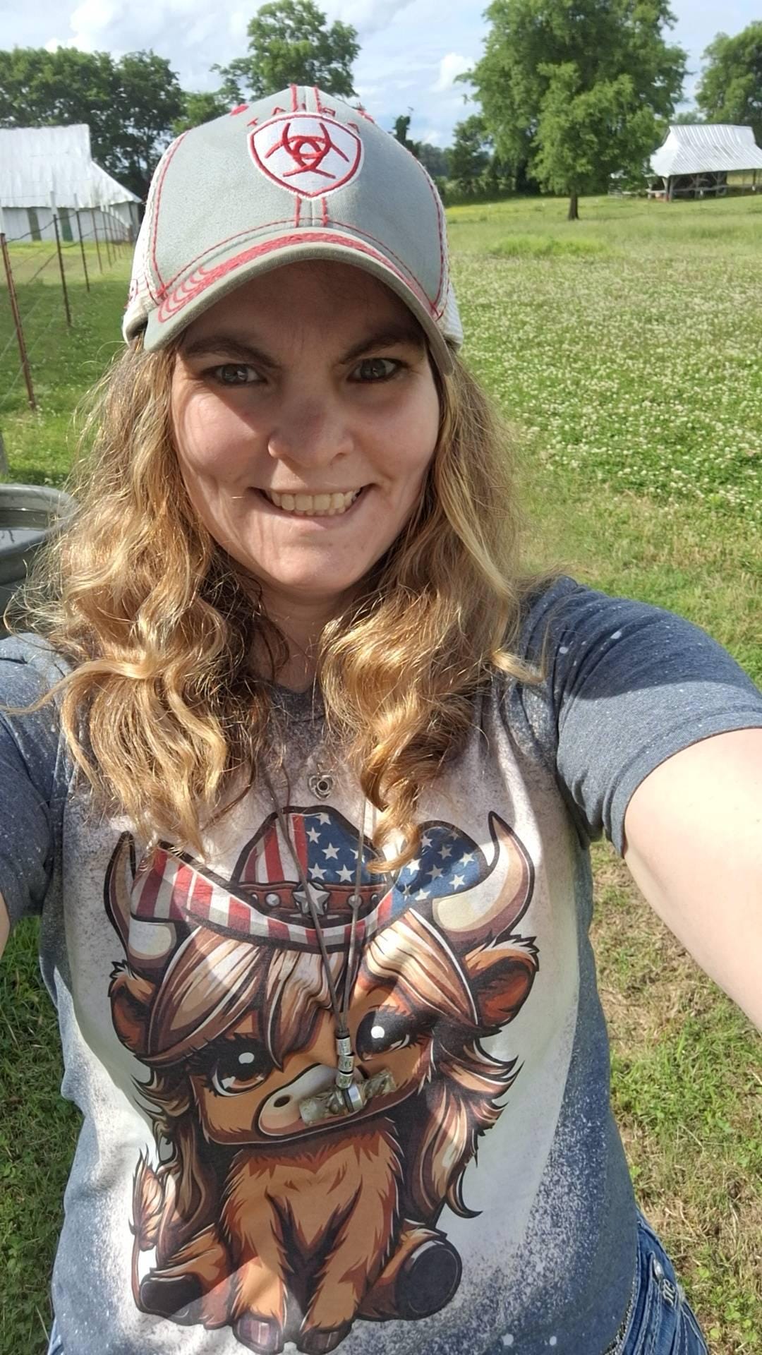 Highland Cow Shirt Trucker Hat Shirt 4th of July Shirt Western Independence Day Bleach Shirt Distressed Tee