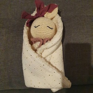 Lapinette Doudou Lapin Crochet Nattou Nin Lange Plat Etsy