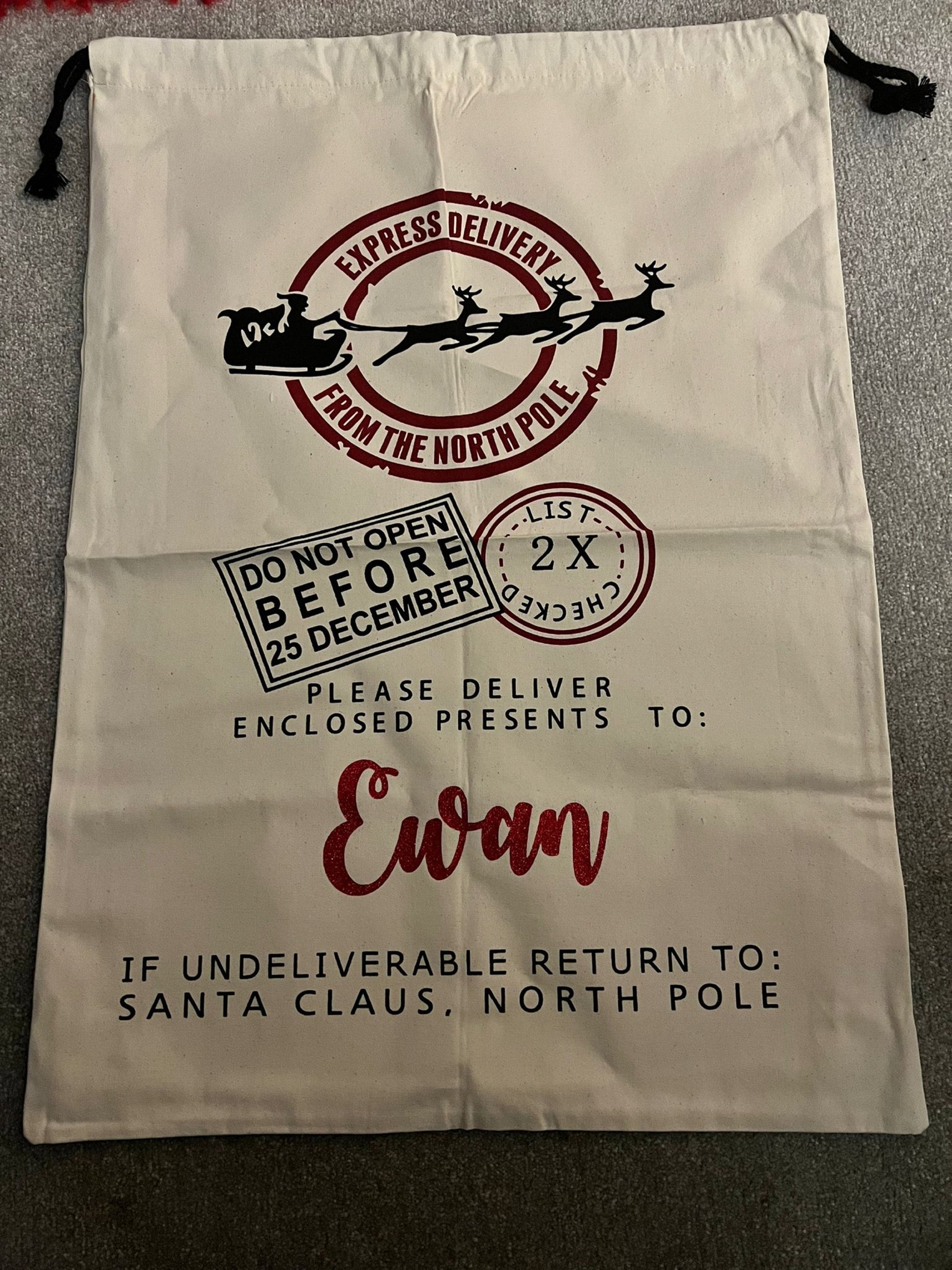 EARLY SALE! In stock,  Large Christmas Santa Sack- Personalised Xmas Father Christmas  gift bag