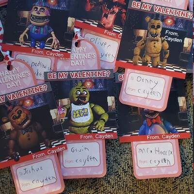 Five Nights at Freddy's Valentine's Day Cards FNAF School Valentines ...