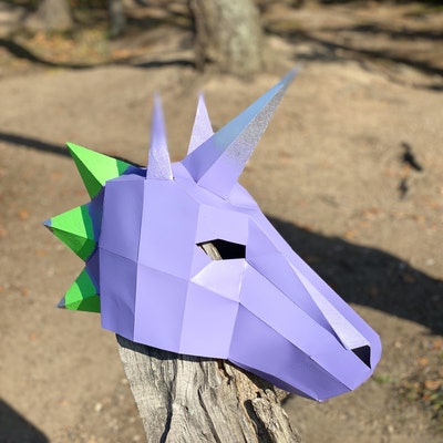 Unicorn Mask DIY Paper Mask, Printable Template, Papercraft, 3D Mask, Polygon, Low Poly ...