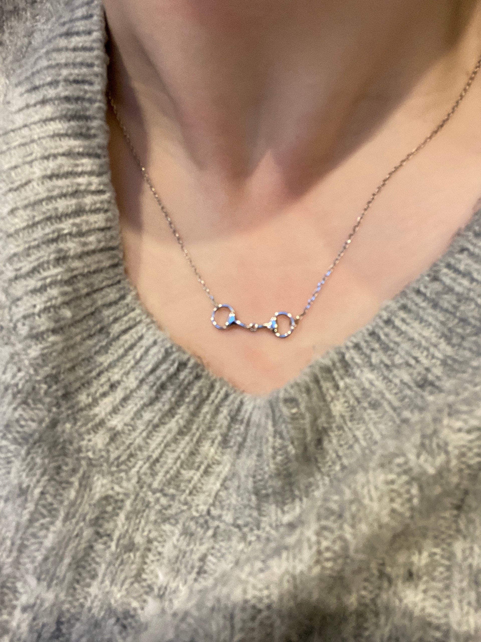 Snaffle Bit Necklace in Sterling Silver, Silver or Gold, Horse Necklace, Horse Charm, Horse Gift, Horse Jewellery
