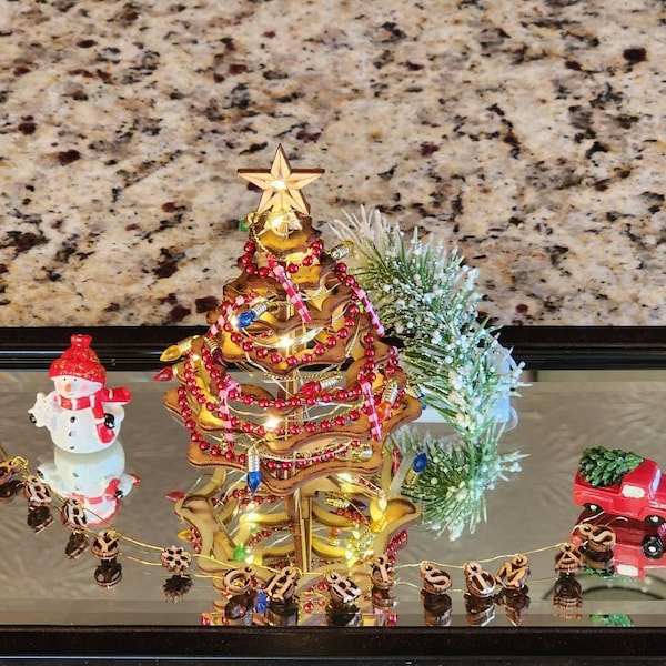 Christmas Tree Kit. Miniature Wooden Desktop Tree Made From a Single ...