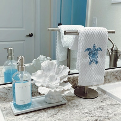 View of Seashell Kitchen Towel Seashell Hand Towel Beach Kitchen Towel Beach ...