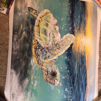 Sea Turtle Wall Art, Sea Turtle Decor, Coastal Bathroom Decor, Sea