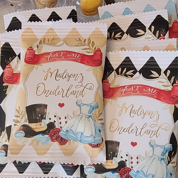 Alice in Wonderland Chip Bag, Party Decorations, Chips Bag Template ...