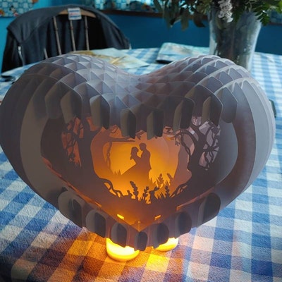 Heart 3D Pop-up Card Light Box PDF, SVG Template Paper Cutting, 3D