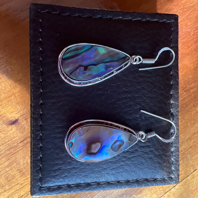 Orecchini Pendenti In Argento 925 Con Conchiglia Di Abalone Iridescente, A Goccia, Boho Chic, Regalo Donna