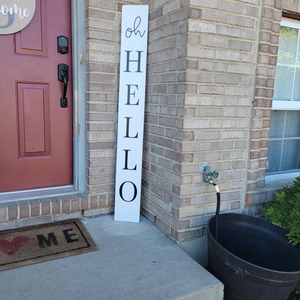 Oh Hello Vertical Welcome Sign | Entryway Sign | Front Porch Sign ...
