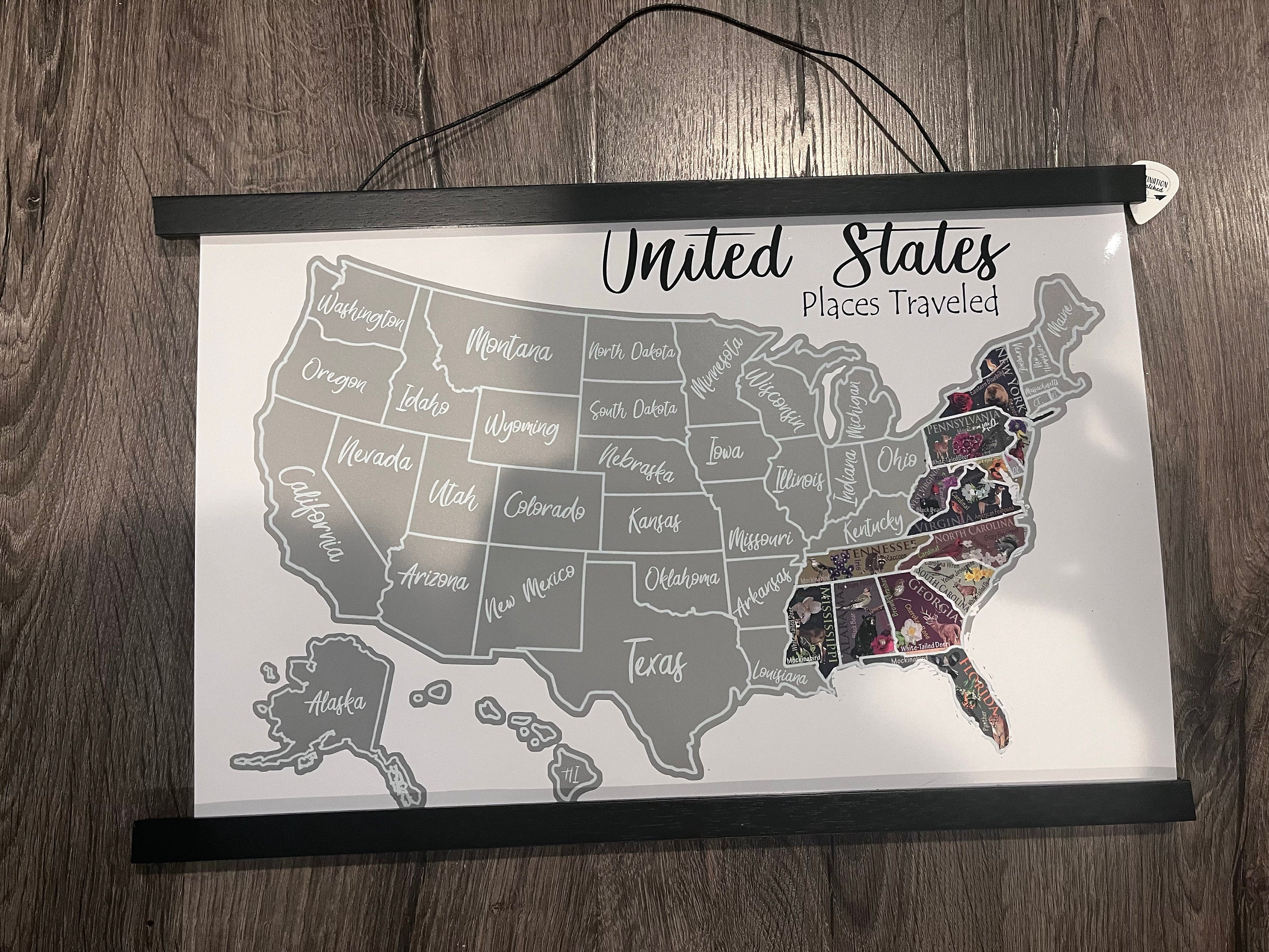 USA Scratch Off Map; State Symbols map; United States Poster; Educational travel scratch off poster; Places Traveled Map; Scratch off poster