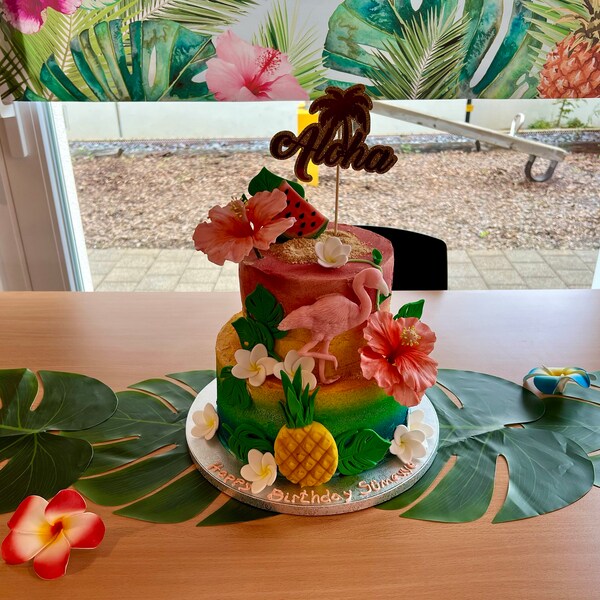 YINcrinx 20 Piezas Hawaiian Beach Cake Topper, Ocean Party, Hawaiian Party Cake Accessory Set, Kids Birthday Cake Topper, Kids Birthday Decorations