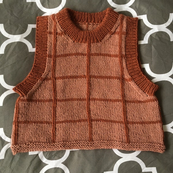 Windowpane Vest Knitting Pattern | Digital Download | Cropped Slipover ...