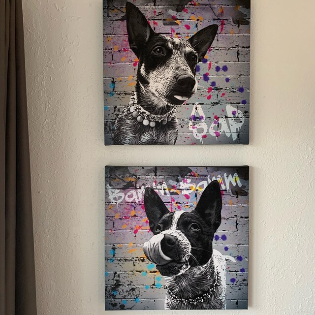 Custom Pet Portrait Graffiti. Custom Pet Drawing. Street Art Dog