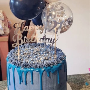 Kit Décoration Anniversaire 11 Ans Garçon Bleu - Ballons Nombre 11, Guirlande, Décorations Gâteau - Pour Fête - 10