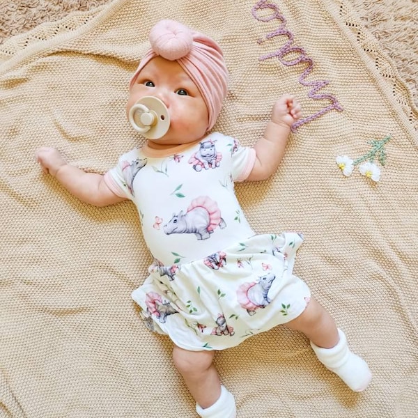 Babyhug 100% Cotton Shoulder Strap Floral & Bunny Printed Frock - Multicolour main image 1