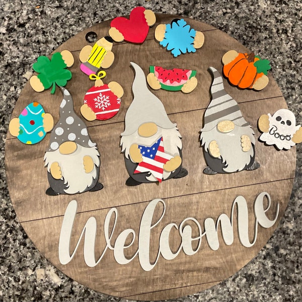 Gnome SVG Laser Cut File, Interchangeable Seasonal Gnome With Stand SVG ...