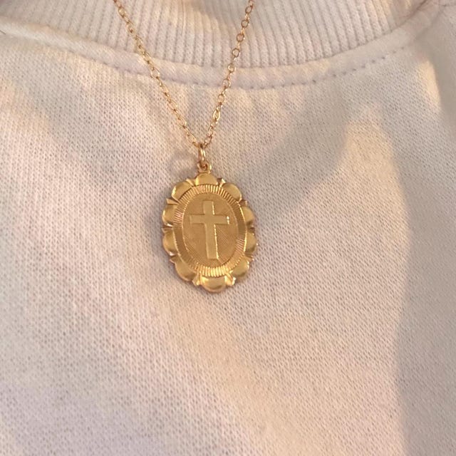 Gold Coin Necklace, Gold Filled Virtute Tva Fiat Pax in 
