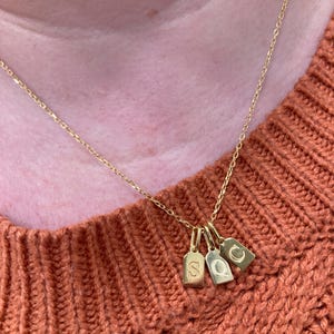 14k Gold Initial Tag Necklace: Custom Engraved Pendant - Etsy