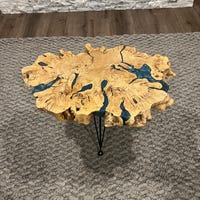 Handmade Wooden Resin Fish Figure Coffee Table - Wood Slab Fish Shaped ...
