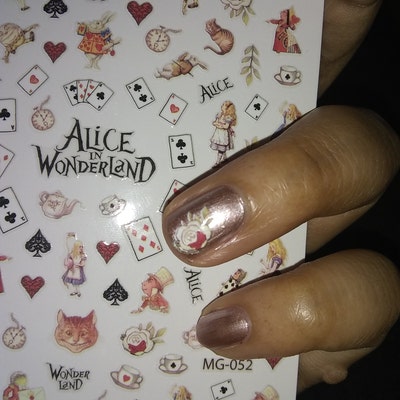 6 Sheets Alice Wonderland Nail Art Stickers the Cheshire Cat White