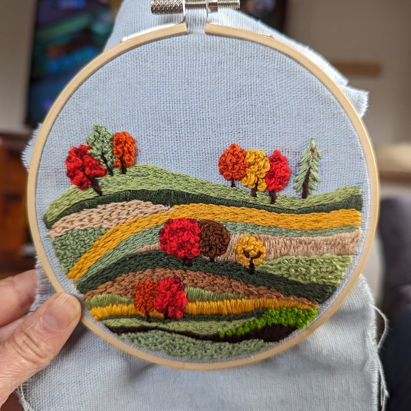 Autumn Landscape Hand Embroidery Pattern - PDF Instant Download for ...