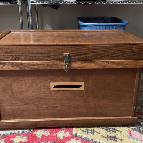 Classic Wood Tack Trunk With Brass Nameplate and Trunk Cover - Etsy