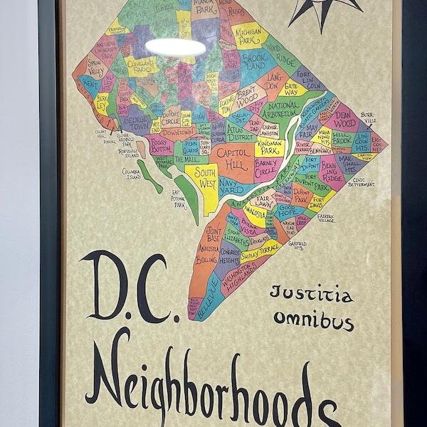D.C. Neighborhoods Map Etsy