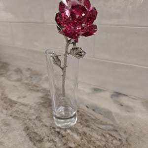 Red Crystal Rose Made Using Swarovski Crystal in Glass Vase - Etsy