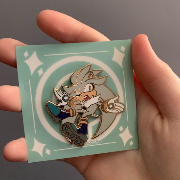 Pin de esmalte de 1,5" de Silver the Hedgehog - Etsy España