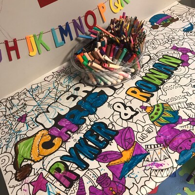 Back to School Table Top Coloring Page Extra Large Poster - Etsy