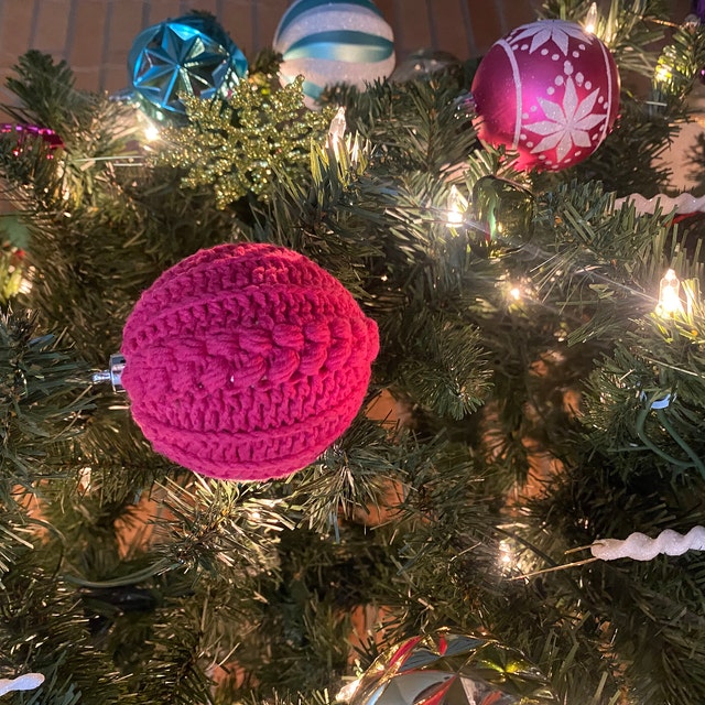 A customer's finished Autumn Wheat Bauble Ornament Crochet Pattern