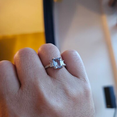 Unique Aquamarine Ring, Elegant Engagement Ring, Blue Promise Ring, 925 ...