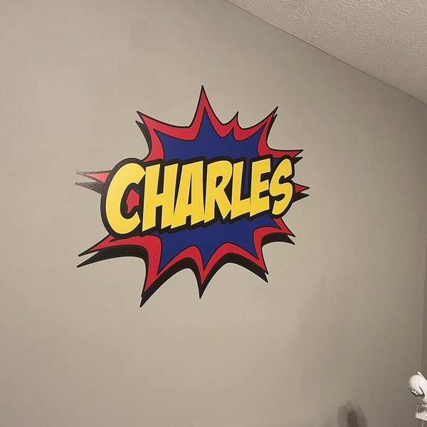 Custom Comic Book Name Wall Decal for Kids Superhero Wall Decor Nursery ...